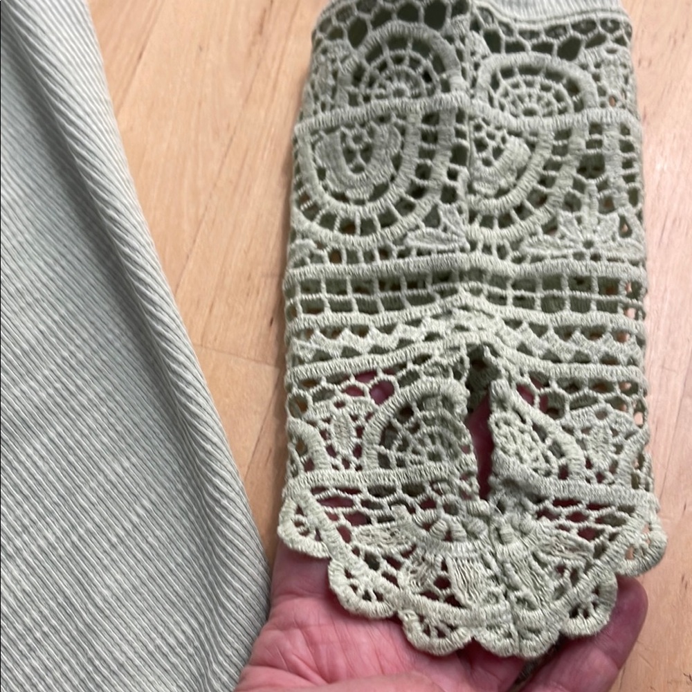 FREE PEOPLE THERMAL ASYMMETRICAL DRESS WOMENS SAGE GREEN CROCHET THUMB HOLES - Picture 13 of 16